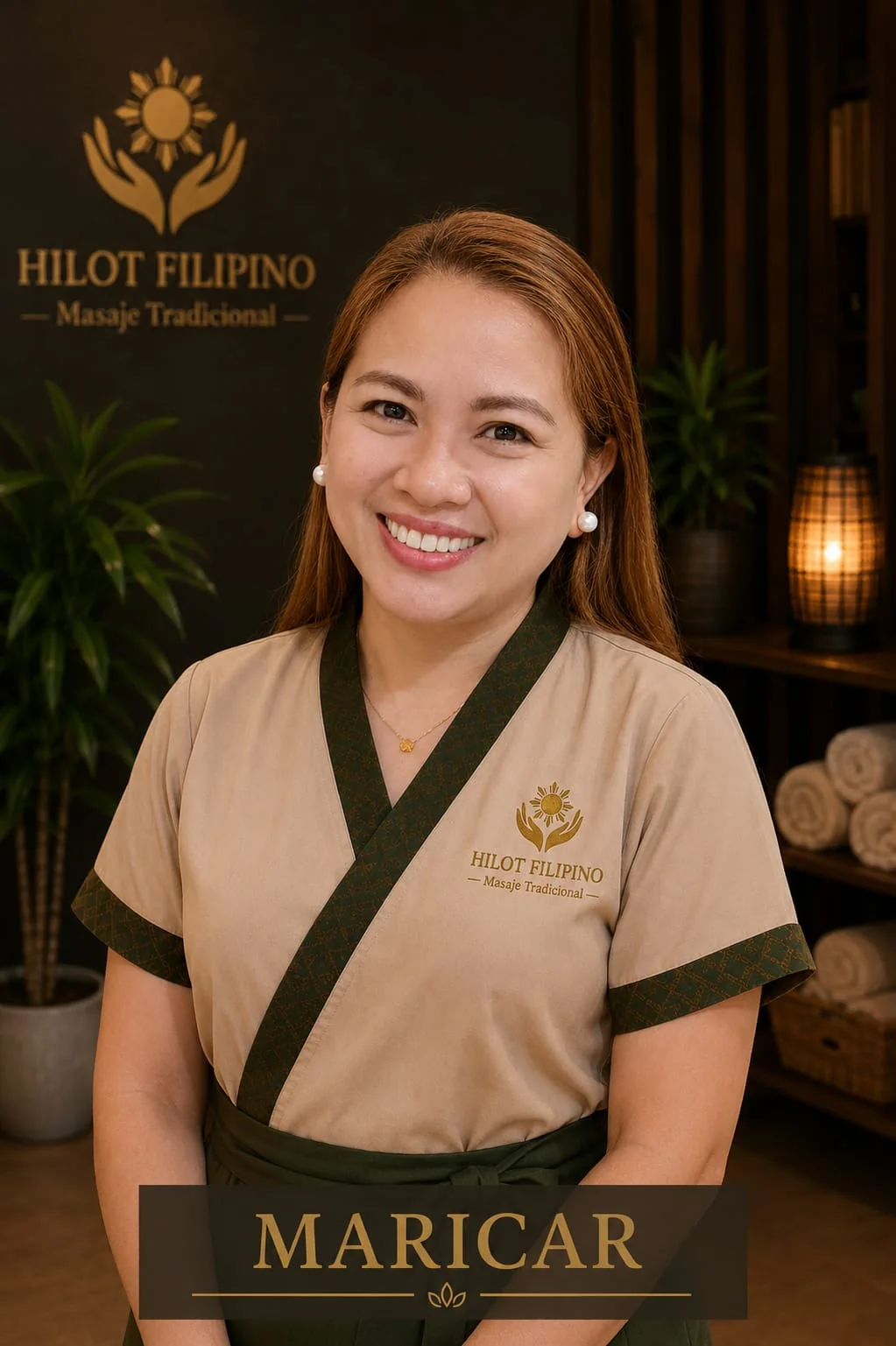 Retrato de Maricar, terapeuta de Hilot Filipino