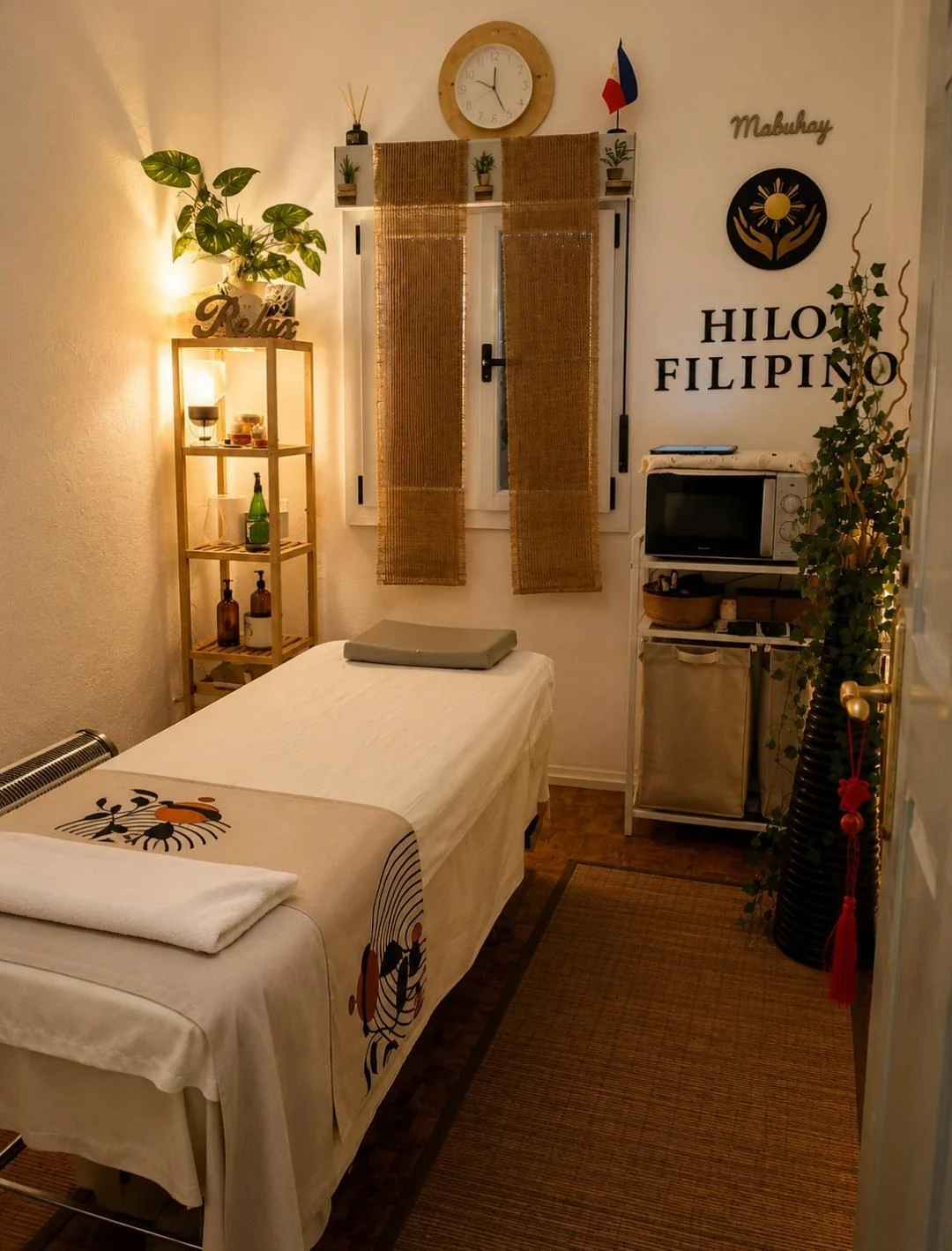 Cabina de masaje Hilot Filipino preparada para una sesión